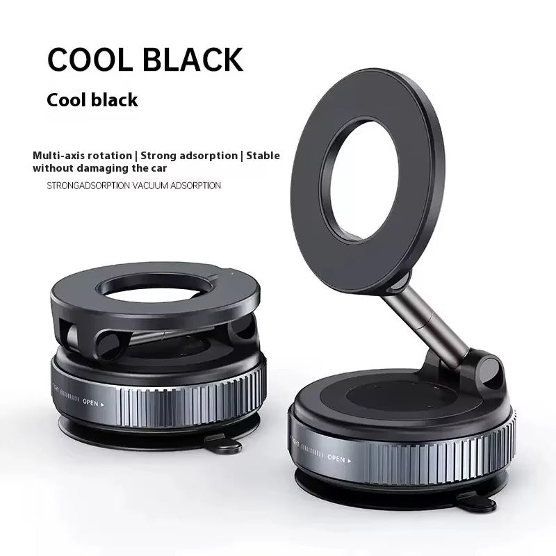 Strong magnetic phone holder with a foldable, 360° adjustable design and powerful vacuum mount, perfect for everyday hands‑free phone use on almost any smooth surface at home, in the car, at the office, or in the gym.
